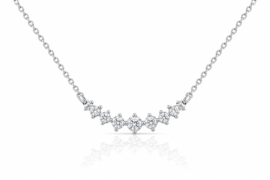 Graduated CZ Curve Necklace
