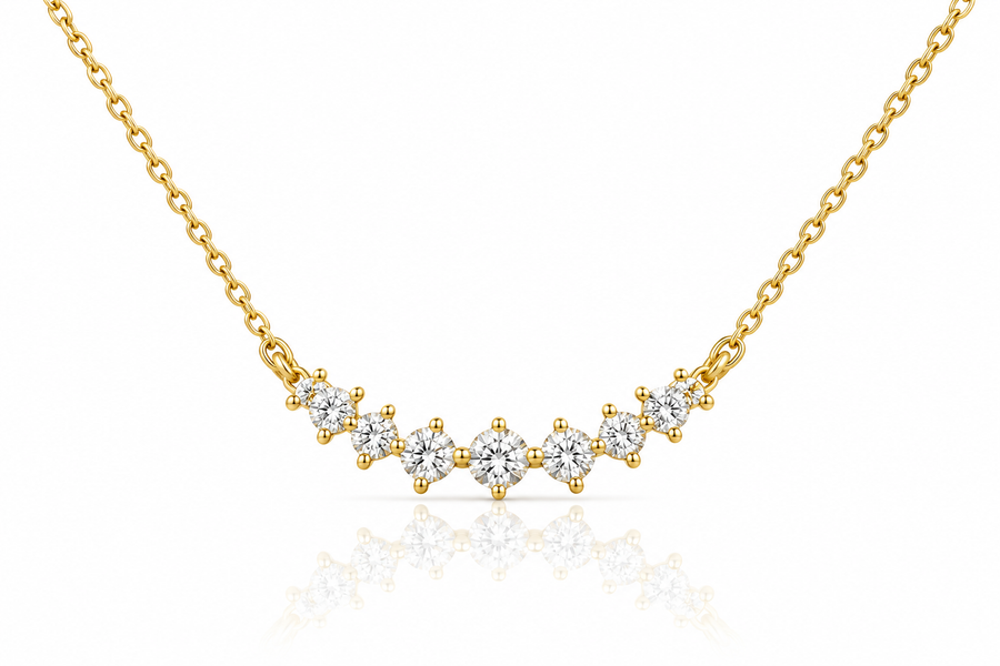 Graduated CZ Curve Necklace
