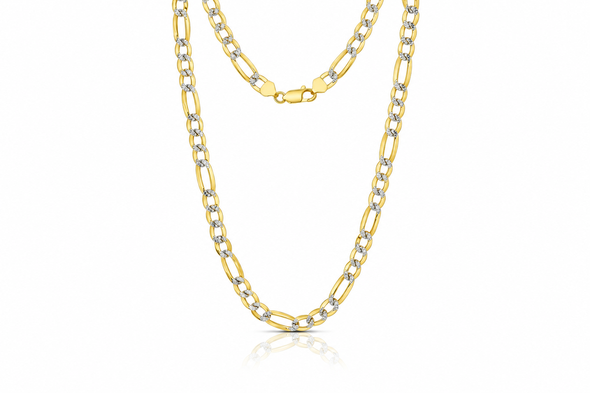 Two-Tone Pave Figaro Chain