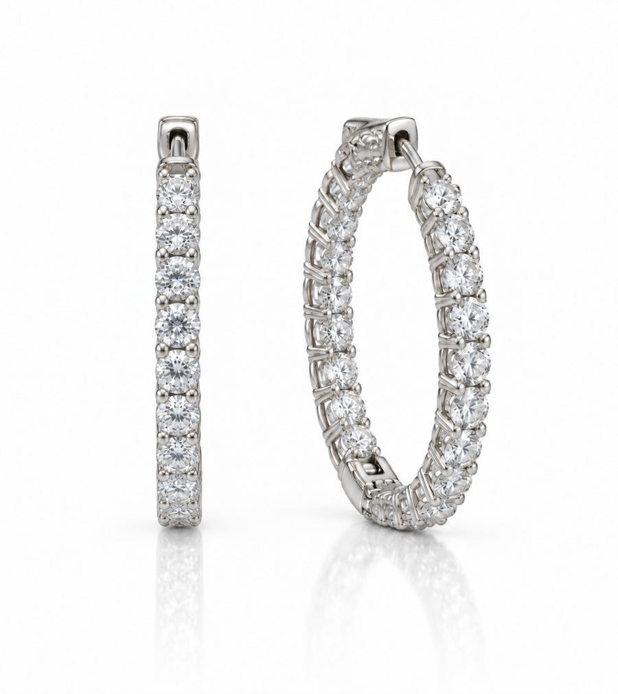 CZ Tennis Hoop Earrings