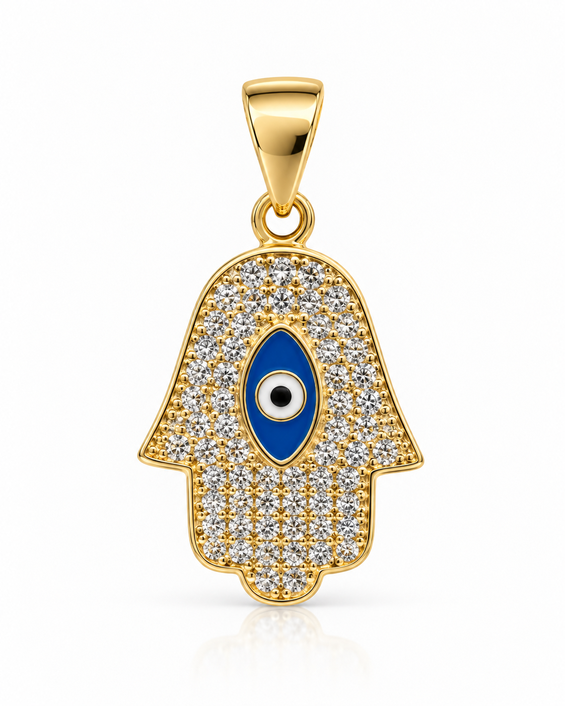 Gold Pavé Evil Eye Hamsa Pendant