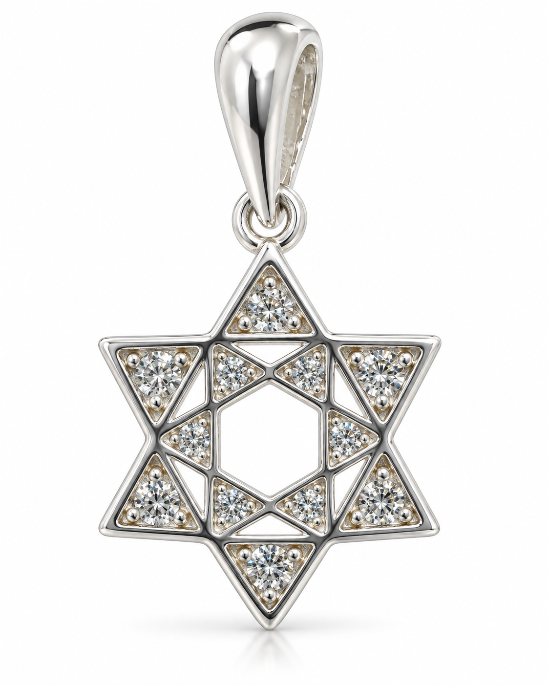 Geometric Pavé Star of David Pendant