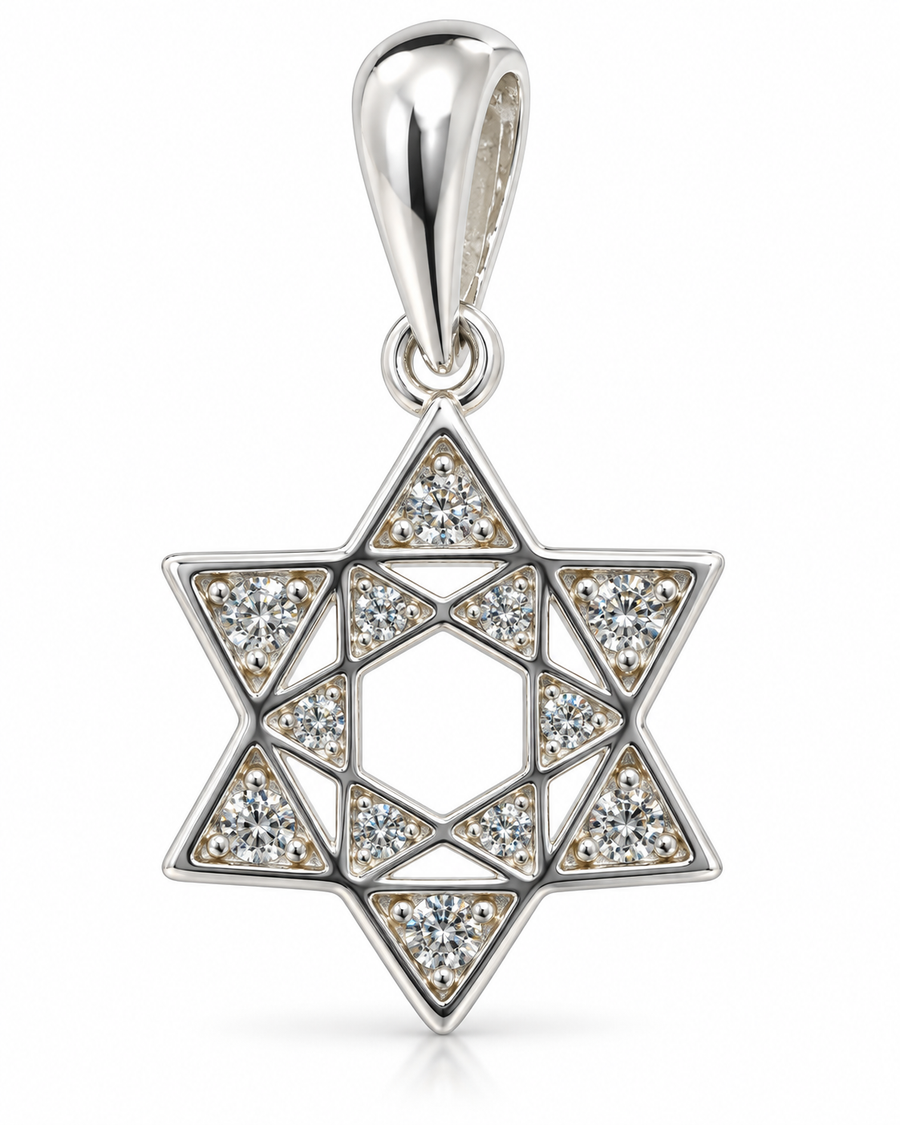 Geometric Pavé Star of David Pendant