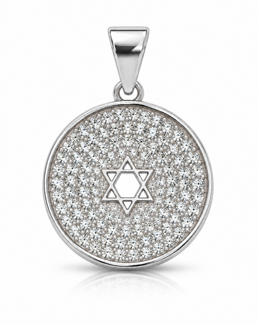 Pavé Round Star of David Pendant