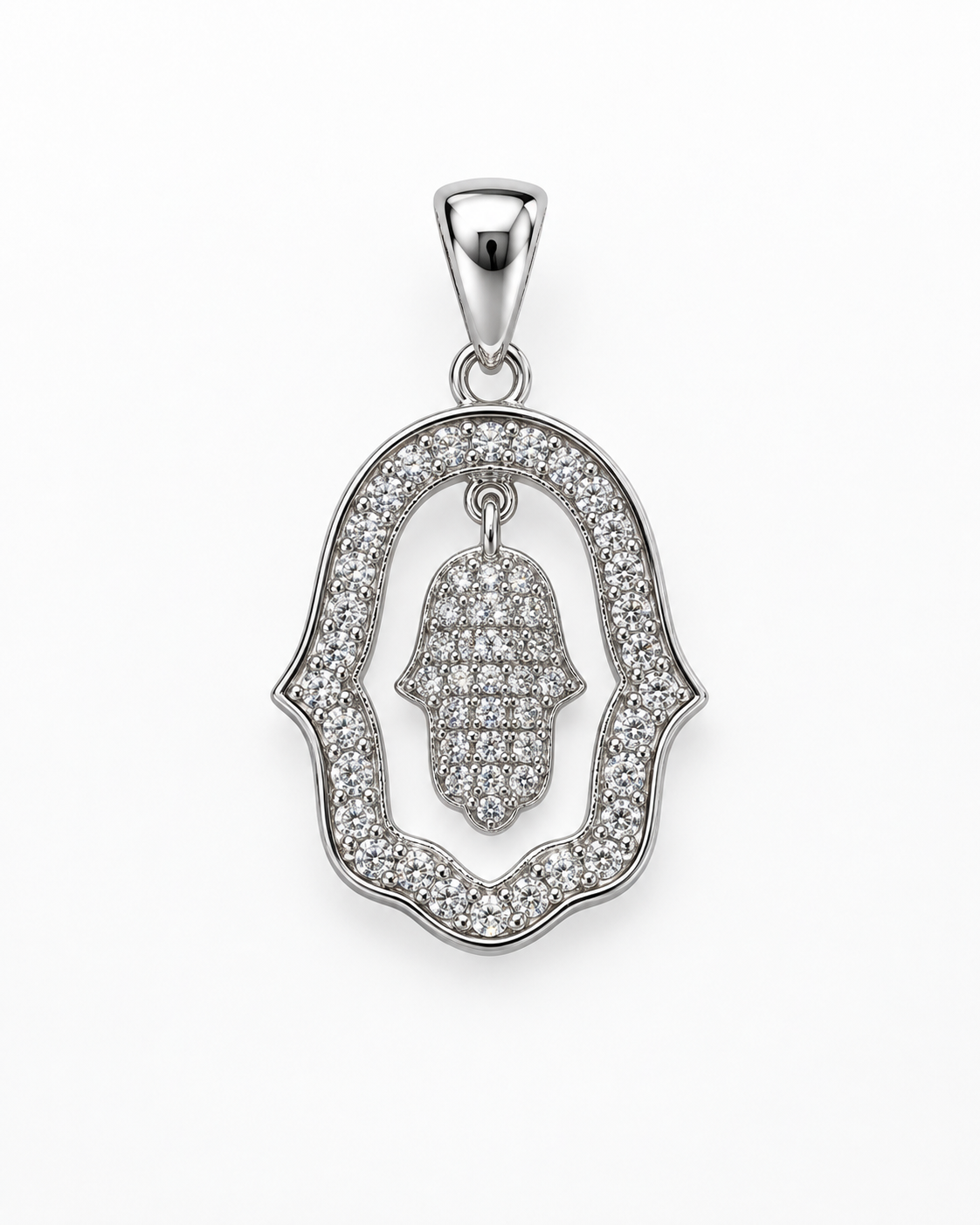 Pavé Hamsa Outline Pendant