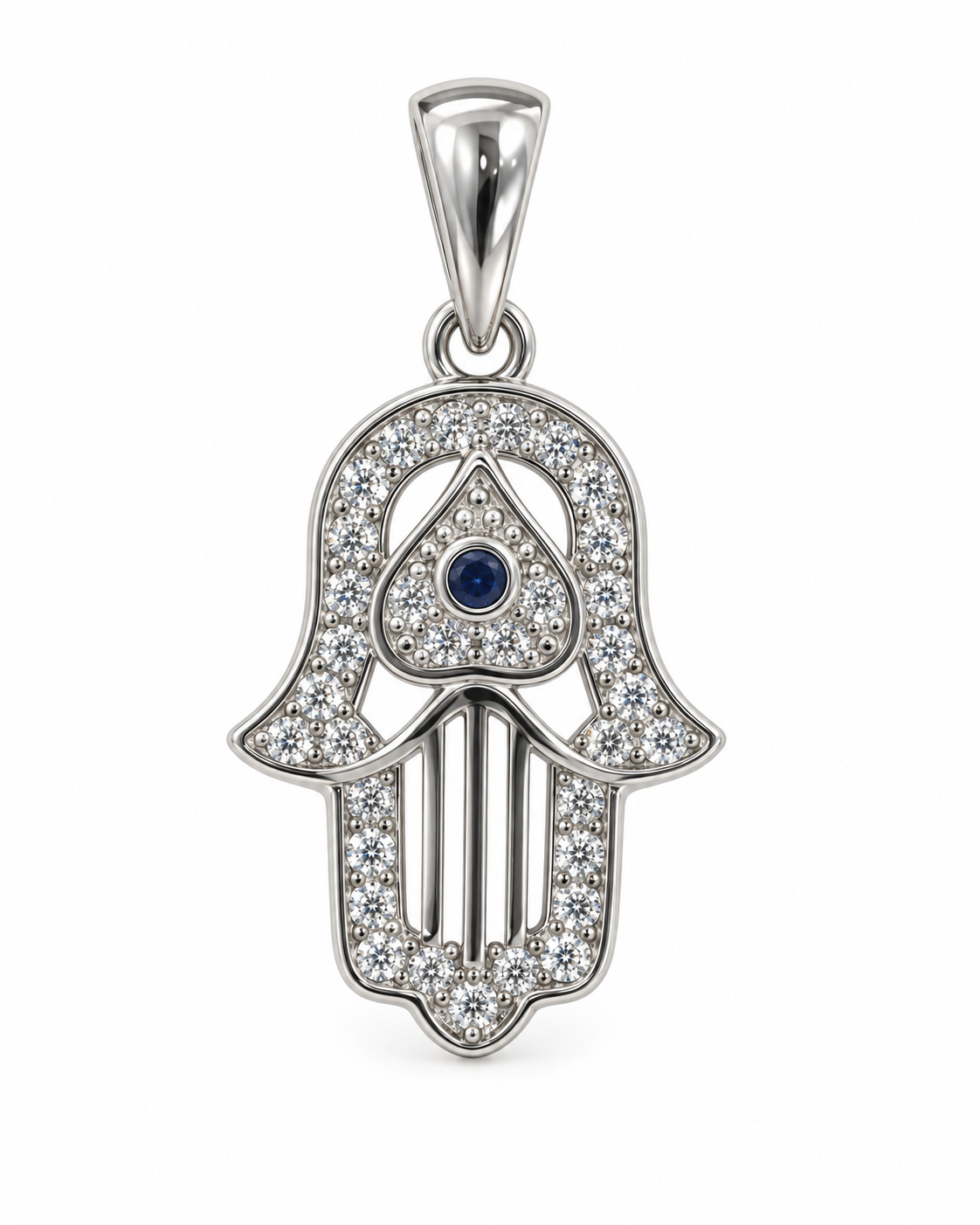Blue Evil Eye Hamsa Pendant