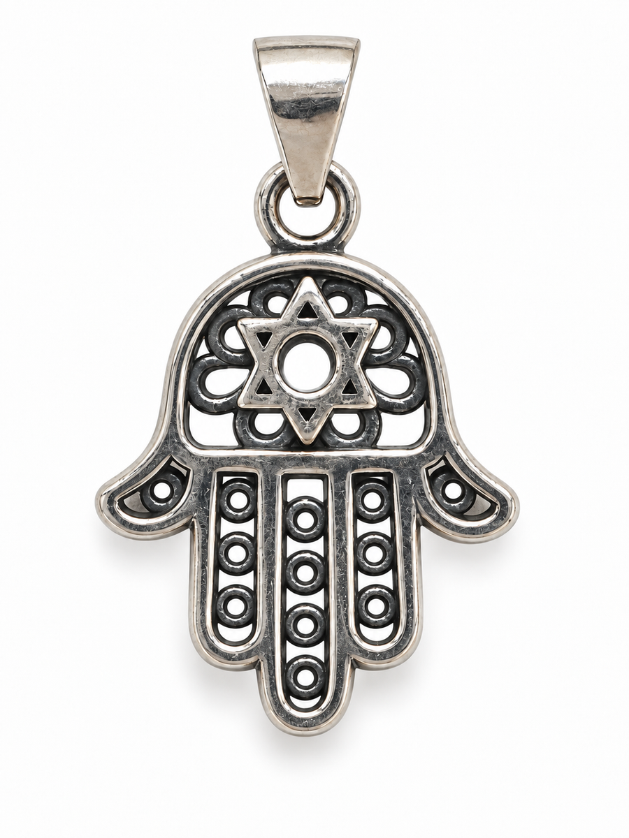 Filigree Star of David Hamsa Pendant