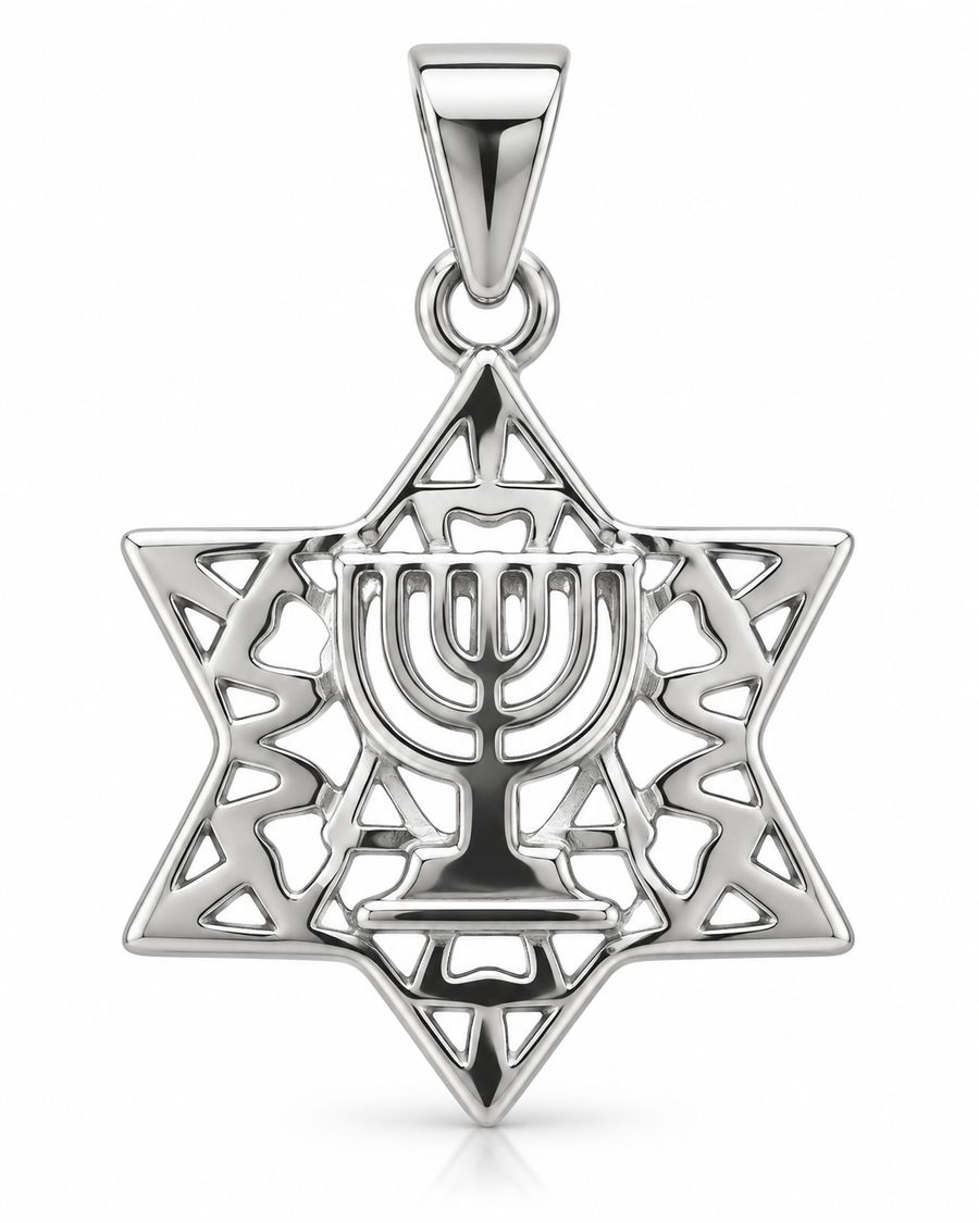 Menorah Star of David Pendant