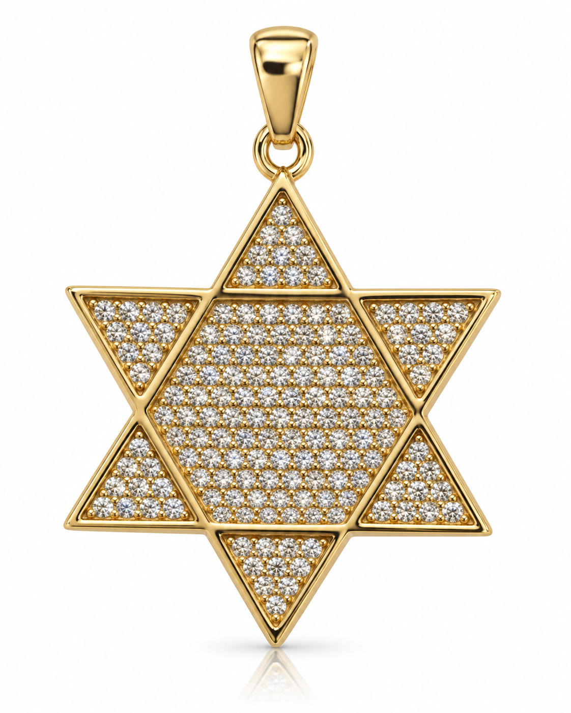 Gold Pavé Lattice Star of David Pendant