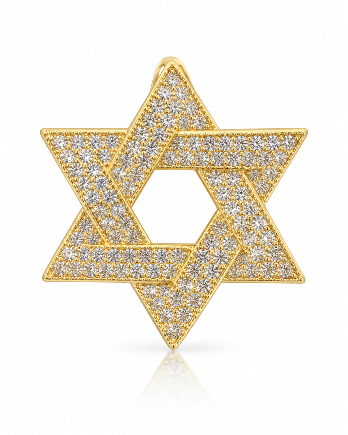 Gold Pavé Open Star of David Pendant