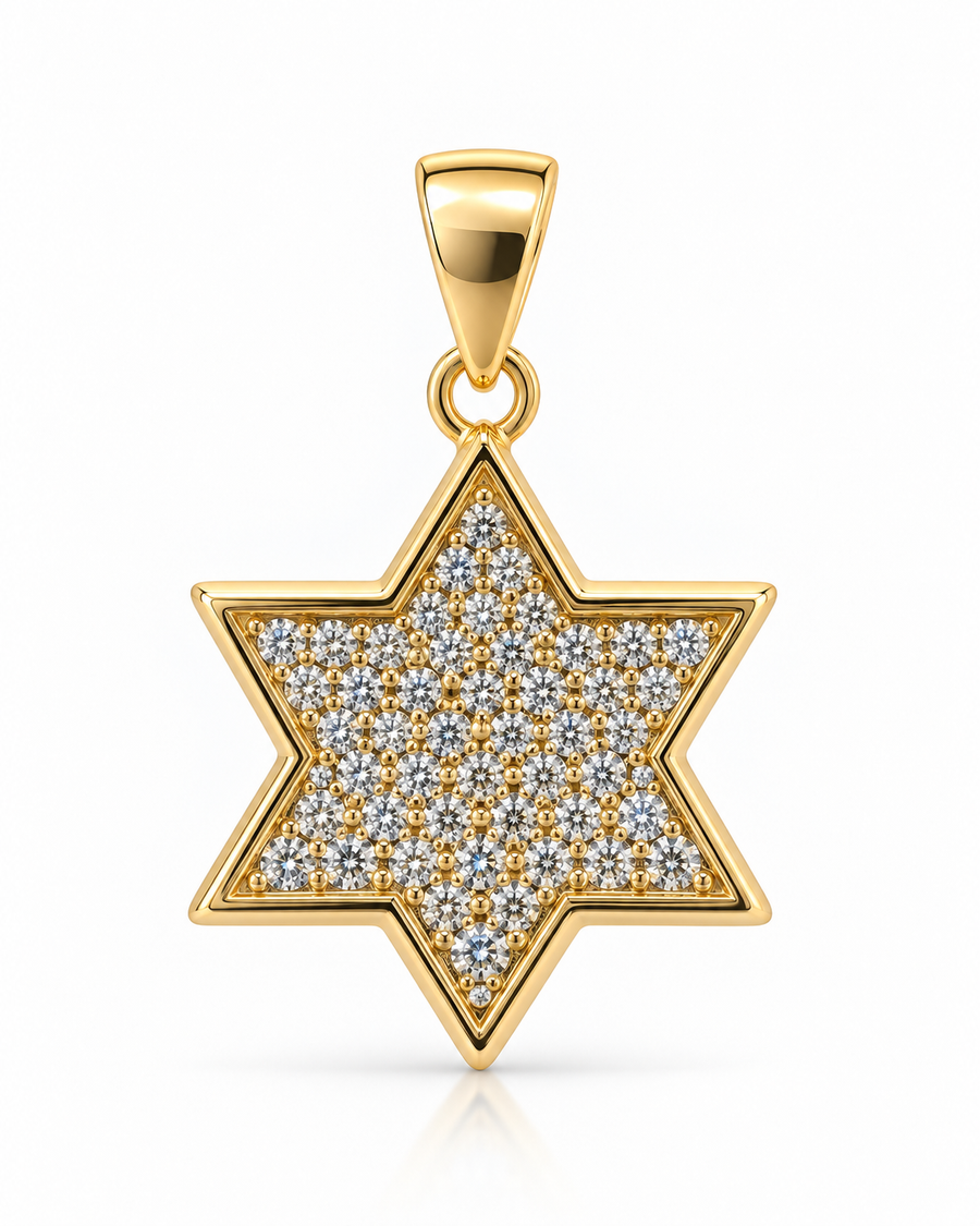 Gold Pavé Star of David Pendant