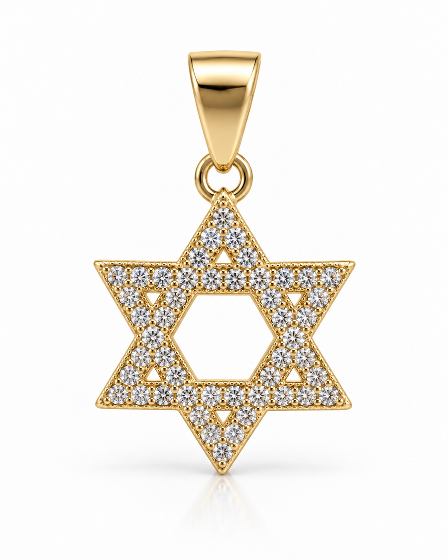 Gold Pavé Star of David Cutout Pendant