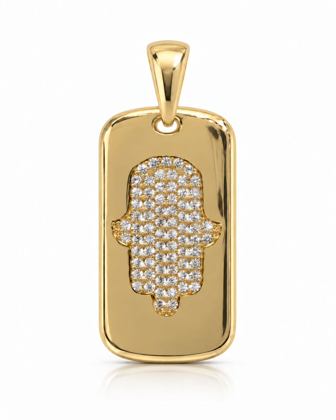 Gold Hamsa Dog Tag Pendant