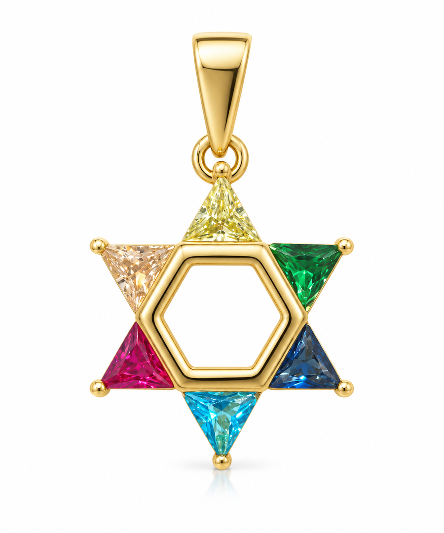Rainbow Star of David Pendant